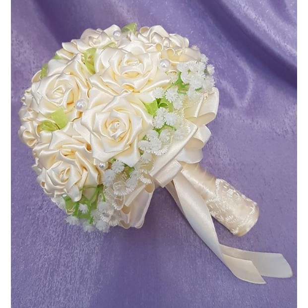 دسته گل عقد و عروسی رز روبانی