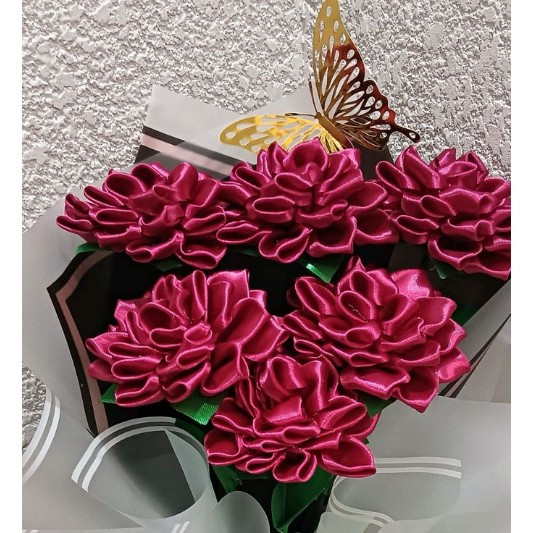 هدیه برای همسر دسته گل نیلوفر بنفش روبانی